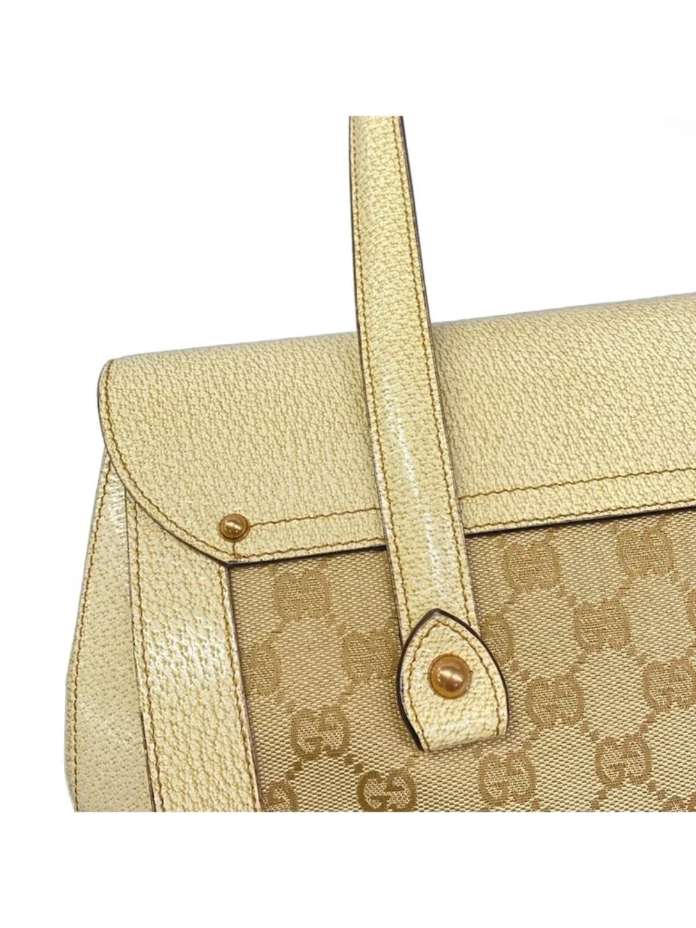 Gucci Shoulder Bag Bamboo Beige Ivory Leather